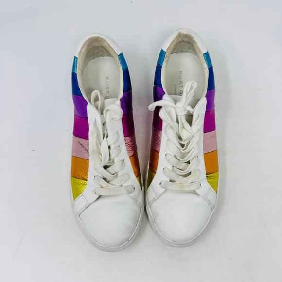 Kurt Geiger Metallic Rainbow Striped Women's Athletic Shoes - Picture 6 of 11